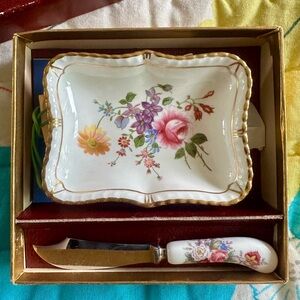 royal crown derby bone china floral butter dish